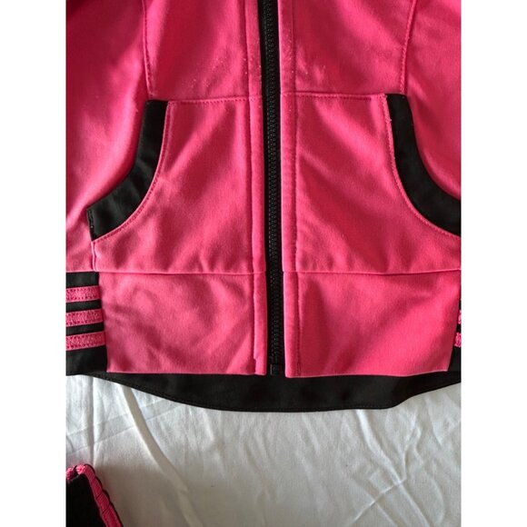 Adidas Toddler 2-Piece Pink & Black Outfit Size 24M Polyester Jacket & Pants Set - Picture 4 of 9